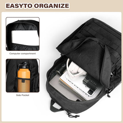 Wrangler Backpack for Men and Women, Casual Daypack for Travel, Work School，Laptop Backpack, Black, L, Modern, Minimalist