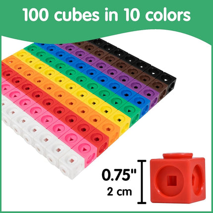 edxeducation Maths Cubes, Set of 100, 10 Colours