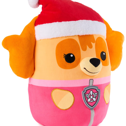 PAW Patrol Winter Holiday Skye Squish Plush, Juguete Oficial de la Famosa Serie Animada, Peluche Blandito Edición Especial para Edades de 1 Año en Adelante, 30 cm
