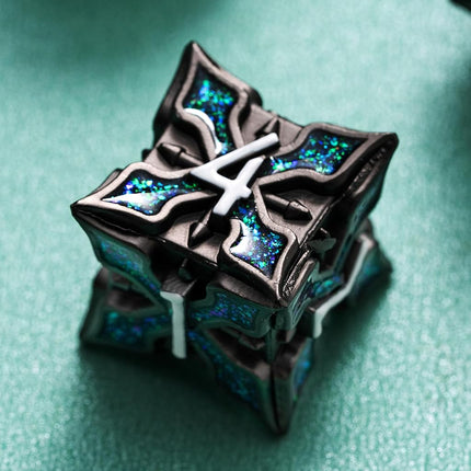 Metal Dice for DND - Spire Sanctum Series (Black Matte Green Glitter)