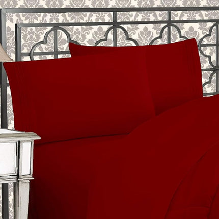 Elegant Comfort 1500 Thread Count Wrinkle & Fade Resistant Egyptian Quality Ultra Soft Luxurious 4-Piece Bed Sheet Set with Deep Pockets, King Burgundy