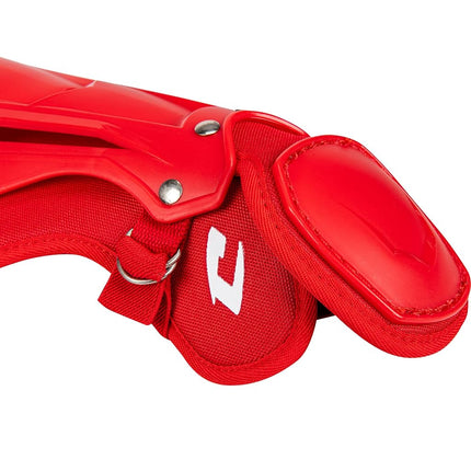 CHAMPRO Optimus MVP Double Knee Baseball Catcher’s Leg Guards, 12" Shin Length, Scarlet