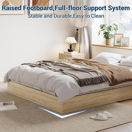 GarveeHome Wood Platform Bed Frame,Wooden Bed Frame Without Headboard, Wood Slat Support,No Box Spring Needed, Easy Assembly (Burlywood, Queen (U.S. Standard))