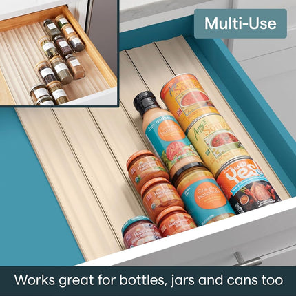YouCopia SpiceLiner Adjustable Spice Drawer Liner, 10ft Roll, Sandstone, Seasoning and Spices Bottle Organizer Insert