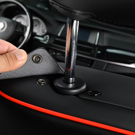 FLORICH Fundas de asiento automotriz Asientos delanteros Funda de asiento de coche impermeable Cojín de asiento de coche negro Protector de asiento de coche de cuero Ajuste universal para la mayoría de coches, camiones y SUV, línea negra y roja