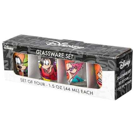 Silver Buffalo Un Goofy, la película, juego de 4 minivasos de 44,3 ml con formas de personajes retro, 4x1