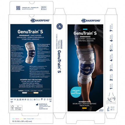 BAUERFEIND GenuTrain Right S Knee Support (Titanium, 3)
