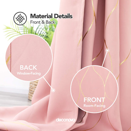 Cortinas Opacas con Estampado Ondulado Plateado u Dorado Deconovo - Cortinas con Ojales con Aislamiento Térmico y Reducción de Ruido para Dormitorio y Sala de Estar, Blanco Grisáceo/Lino, 52 Pulgadas de Ancho x 108 Pulgadas de Largo, 2 Paneles