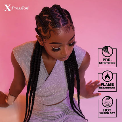 Cheveux tressés pré-étirés Sensationnel X-pression - tresse 3x 58 pouces tout kanekalon ignifuge synthétique pour tresses africaines et torsades (1 paquet, SM1B/30)
