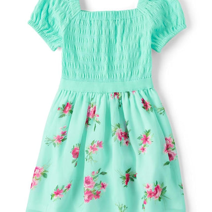 The Children's Place Girls' Short Sleeve Dressy Dress, Min Tea Floral, Small
