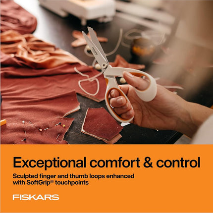 Fiskars RazorEdge Fabric Scissors - 8" Heavy Duty Fabric Shears with SoftGrip Ergonomic Handle, Premier Grade Stainless Steel Blades