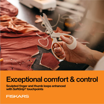Fiskars RazorEdge Fabric Scissors - 8" Heavy Duty Fabric Shears with SoftGrip Ergonomic Handle, Premier Grade Stainless Steel Blades