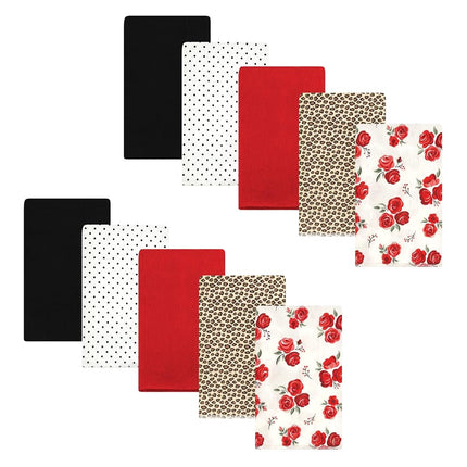 Hudson Baby Paños de tela para eructar de algodón de franela unisex para bebé, leopardo rosa, talla única