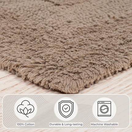 Bedford Home 100% Cotton 2 Piece Reversible Rug Set - Taupe