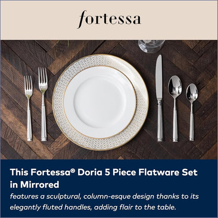 Fortessa Doria 18/10 Stainless Steel Flatware, 5 Piece Place Setting, Service for 1