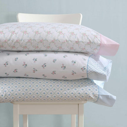 Laura Ashley - Sheet Set, Breathable Percale Cotton Bedding, 200 Thread Count, Deep Pocket, Chic Home Decor (Kate Blue, Full)