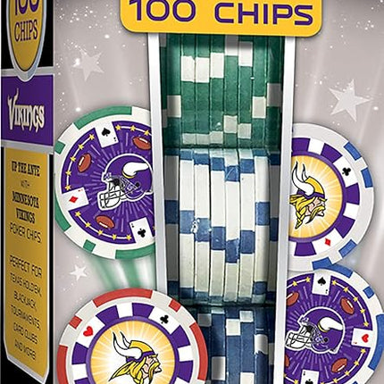 MasterPieces Game Day - NFL Minnesota Vikings - Ensemble de 100 jetons de poker style casino