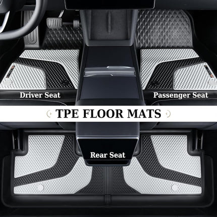 Coverado Floor Mats for 2024 2025 Tesla Model 3, Custom Fit All Weather TPE Cargo Liner Floor Mats Full Set, Waterproof Car Mats Trunk Floor Mat Tesla Model 3 Accessories,Front & Rear