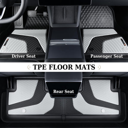 Coverado Floor Mats for 2024 2025 Tesla Model 3, Custom Fit All Weather TPE Cargo Liner Floor Mats Full Set, Waterproof Car Mats Trunk Floor Mat Tesla Model 3 Accessories,Front & Rear