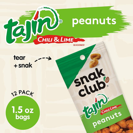 Snak Club Tajin Clasico Toasted Peanuts 1.5 oz. / 12 ct.