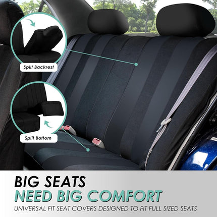 FH Group Striking Striped Seat Covers Full Set – Universal Fit for Cars Trucks & SUVs (Yellow) FB036115 + F11306
