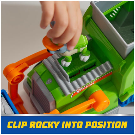 Paw Patrol: Crush N’ Roll Recycling Truck with Rocky Action Figure & Transforming Compacted Trash Vehicle, Kids Toys for Boys & Girls Ages 3 and up