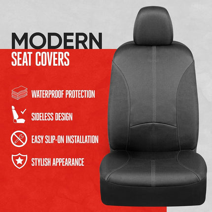 Fundas de asiento impermeables Motor Trend SpillGuard para asientos delanteros, costuras grises – Protectores de asiento de neopreno duraderos, fáciles de instalar, fundas interiores para auto, camión, camioneta, SUV