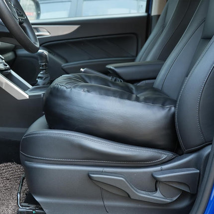 YOUFI 6 Inch Leather Adult Car Booster Seat Cushion for Short People, Black