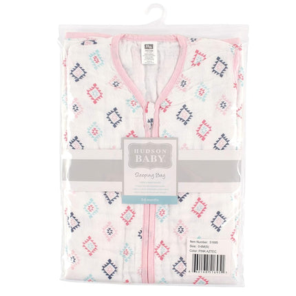 Saco de dormir, bolsa, manta de muselina de algodón sin mangas Hudson Baby Unisex para bebé, Azteca Rosa, 0-6 meses