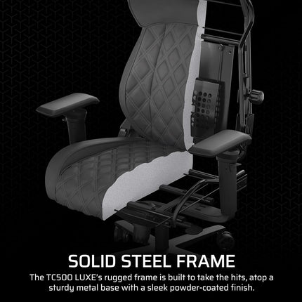 Corsair TC500 LUXURY Gaming Chair Breathable Textile � Wide Seat � Five-Way Armrests Adjustable � 90-160 Degree Tilt � Adjustable Lumbar Support � Shade