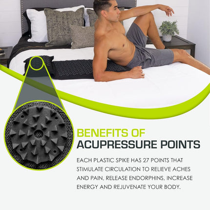 ProsourceFit Ki Acupressure Mat and Pillow Set with 100% Natural Linen for Back/Neck Pain Relief and Muscle Relaxation, Bahama Blue