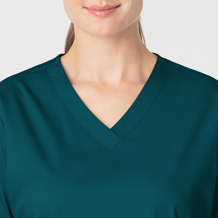 WonderWink Women's Plus-Size Wonderwork V-Neck Scrub Top, Caribbean, 4X-Large