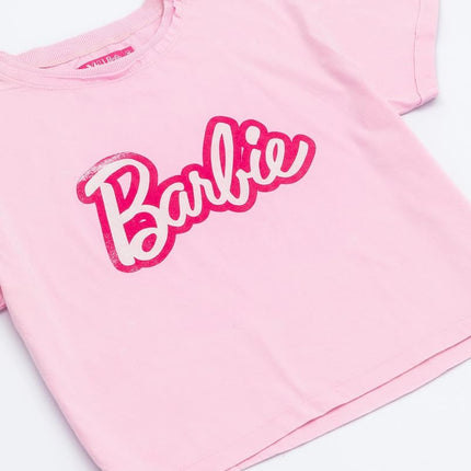 Barbie Cropped T-Shirt for Women | Ladies Fashion Doll Retro Logo Pink Crop Top Fashionista Clothing Merchandise Large