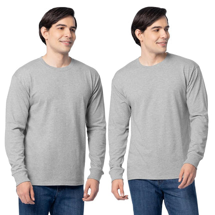 Fruit of The Loom Camisetas de manga larga de algodón Eversoft para hombre, transpirables y que absorben la humedad con control de olores, manga larga - Gris Jaspeado, 3XL