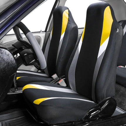 FH Group Front Set Cloth Car Seat Cover for Bucket Seats, 1-Piece Seat Cover, Universal Fit, Airbag Compatible, Seat Covers for SUV, Van Yellow