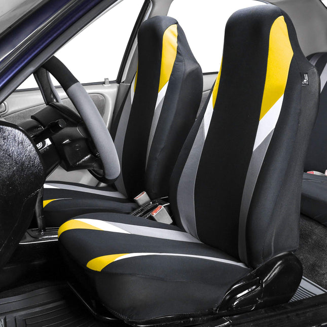 FH Group Front Set Cloth Car Seat Cover for Bucket Seats, 1-Piece Seat Cover, Universal Fit, Airbag Compatible, Seat Covers for SUV, Van Yellow