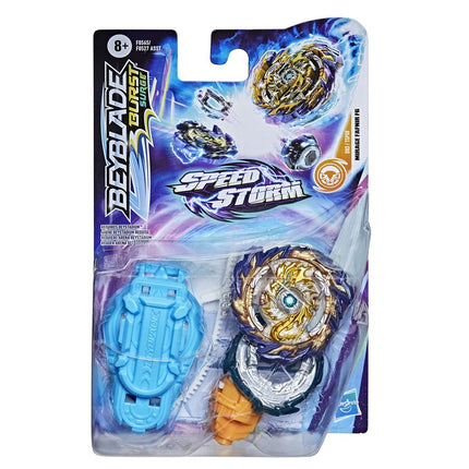 Beyblade Hasbro Burst Surge: Speedstorm Starter Pack Mirage Fafnir F6 con lanzador, dorado, pequeño