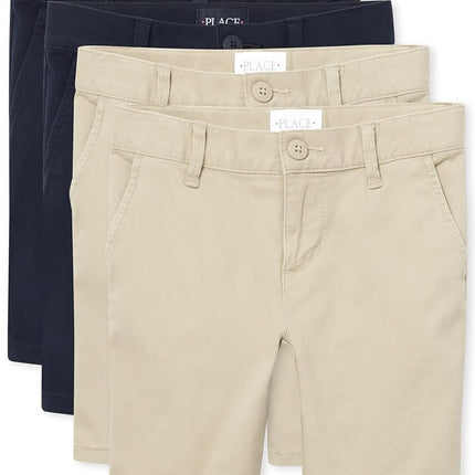 The Children's Place Girls' Chino Shorts, 4 Pack, Sandy/Tidal 4 Pack, 8