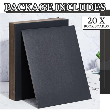 20 Pcs Book Board, Binders Board Chipboard Designer Bookboard Kraft Heavy Duty Chipboard Sheets Bookbinding Supplies for Book Binding Cover (Black, 11 x 8.5 Inch 50PT)