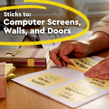 Post-it 100% Recycled Paper Super Sticky Notes, 2X The Sticking Power, 4x6 in, Lined, 4 Pads/Pack, 45 Sheets/Pad, Canary Yellow(4621R-4SSCY)