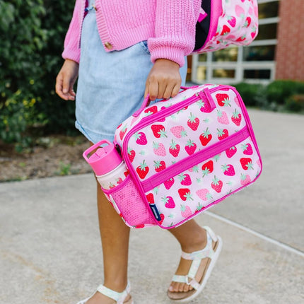 Wildkin Kids ECO rPET Insulated Lunch Box – Keeps Food Hot or Cold, Easy-Clean Lining, Mesh Pockets & BPA-Free – Boys & Girls, Ideal for School, Travel & Daycare – Strawberry Patch
