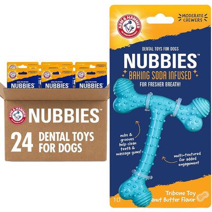 Arm & Hammer Ora-Play T-Bone Dental Chew Toy for Dogs Best Dog Chew Toy for Moderate Chewers Reduces Plaque & Tartar Buildup Without Brushing, Peanut Butter Flavor (Pack of 24)