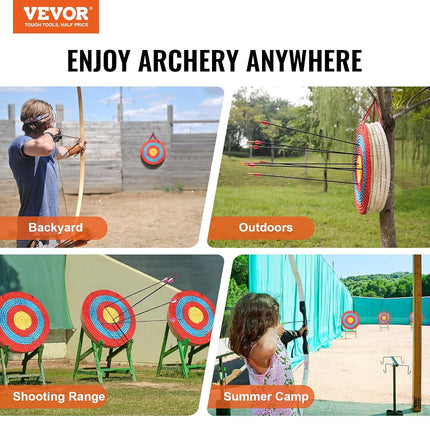 VEVOR 5 Layers 20" Arrow Target, Traditional Solid Straw Round Archery Target Shooting Bow, Hand-Made Arrows Target, Coloured Rope Target for Backyard Outdoor Hunting Shooting Practice