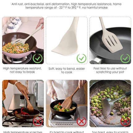 Kitchen Utensils Set-12 Pieces Silicone Cooking Utensils Set (Dishwasher Safe) 392°F Heat Resistant Spatula Set, Nonstick Cookware