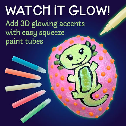 Creativity for Kids Glow In The Dark Rock Painting Kit - Paint 10 Rocks with Water Resistant Glow Paint - Crafts for Kids