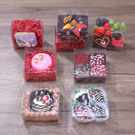 RomanticBaking - 100 Clear Cookie Boxes 4" x 4" x 2" Chocolate Truffle Donuts Cake Cake Boxes for Party Favors