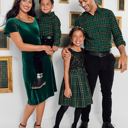 The Children's Place Baby-Girls and Newborn Holiday Dress, Green Plaid, 12-18 Months