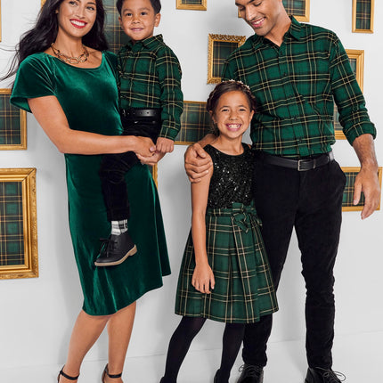 The Children's Place Baby-Girls and Newborn Holiday Dress, Green Plaid, 12-18 Months