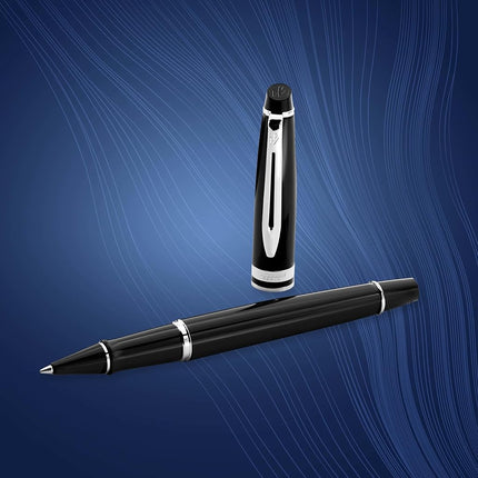 Waterman Expert Rollerball Pen | Gloss Black with Chrome Trim | Fine Point | Black Ink | Gift Box