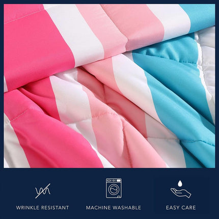 Nautica Soft Bedding with Matching Shams & Throw Pillow, Kids Home Decor, Oeko-Tex Certified, Polyester, Cru Stripe Pink, Full/Queen